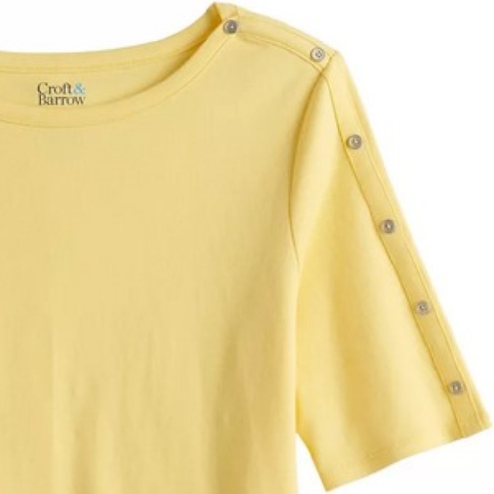 Croft & Barrow Button Shoulder Tee Top L - Picture 4 of 7